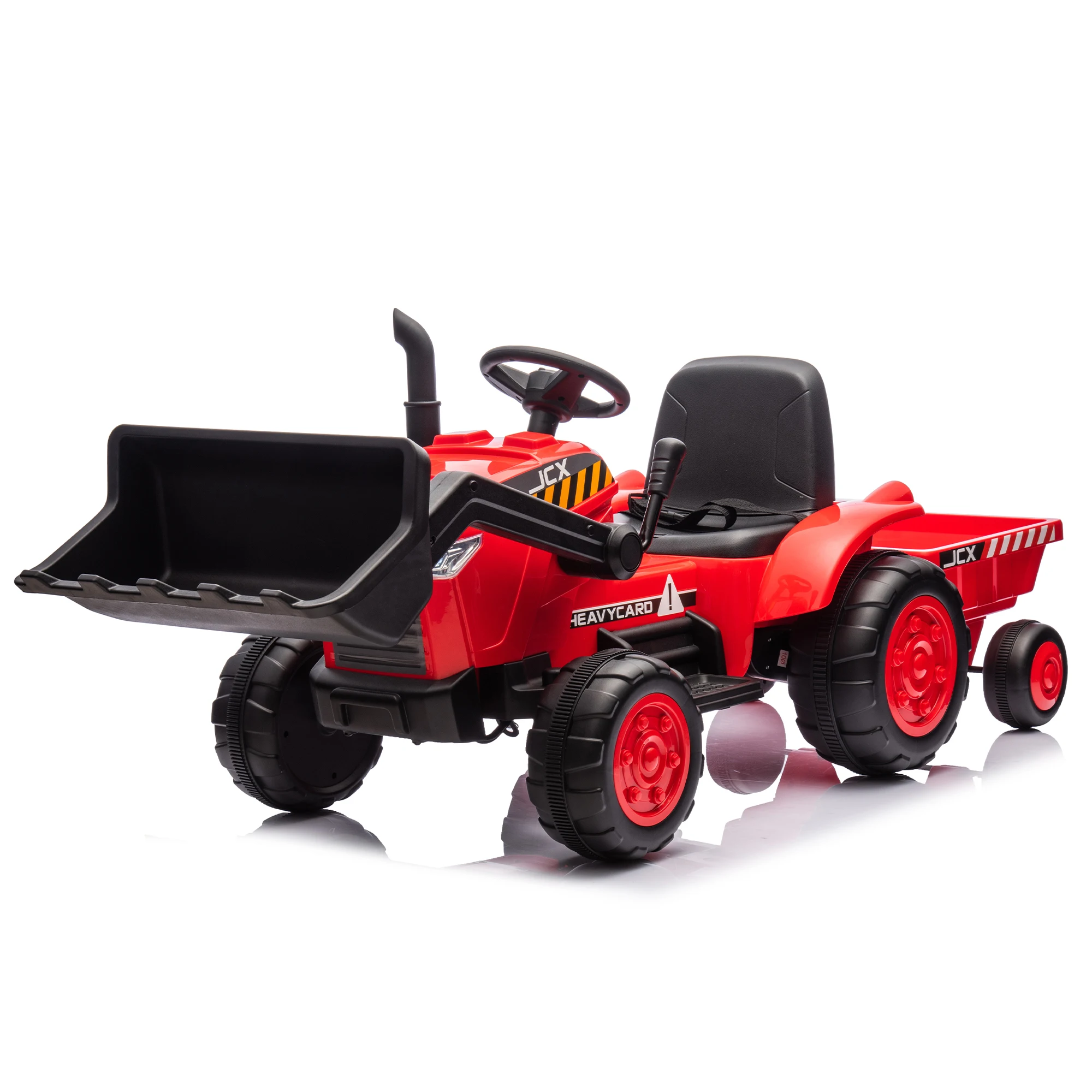 12V Kids Ride On Electric Tractor W/Parents Control,2WD,With a trailer and a bucket,Music,Blutooth,USB,FM,Adjustable volume,Powe