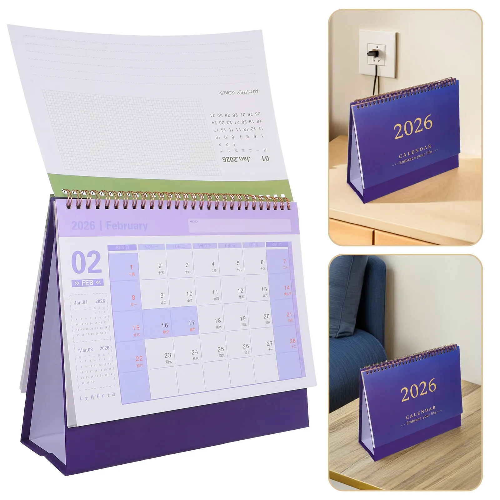 

Desk Calendar 2026 Flip Up Style Daily Agenda Organizer with Smooth Writing Thick Pages for Workspace Time Management and