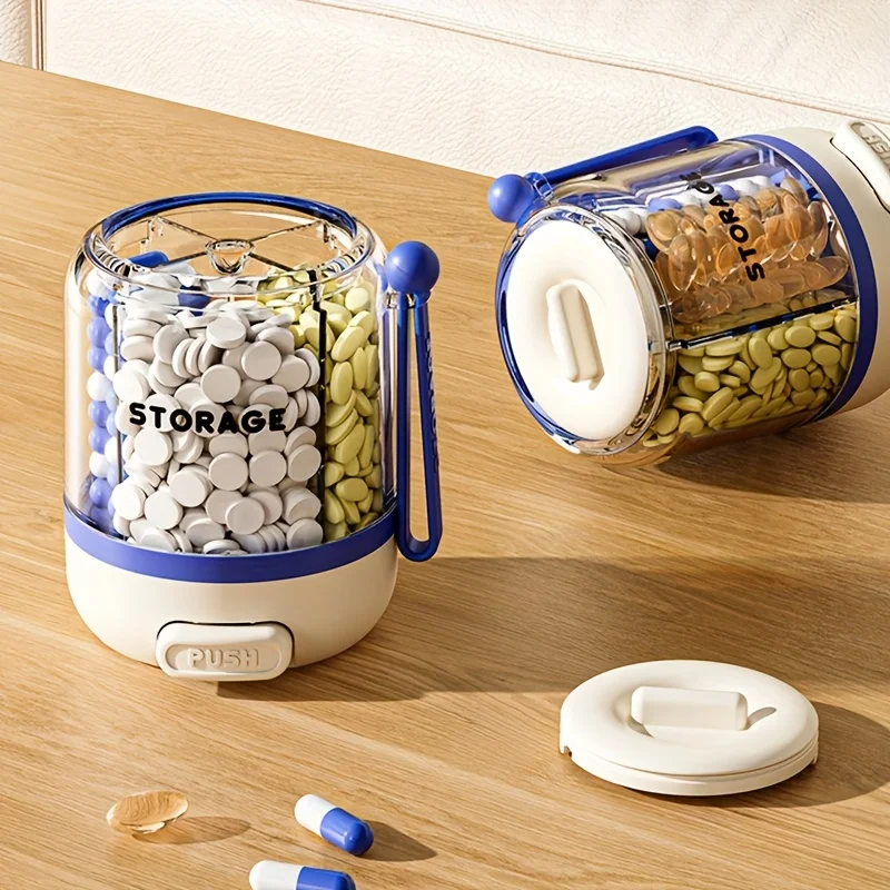 1pc Portable Large Capacity Pill Divider Bottle, 4-Compartment Removable Partition Vitamin Storage Box with Anti-Mix Design