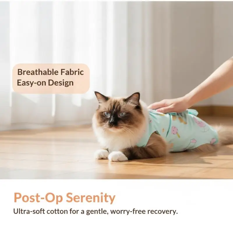 Breathable Pet Cat Recovery Suit Post Surgery Wear Medicine Feeding Weaning Use Anti-Licking Anti-Harassment Cat Recovery Suit