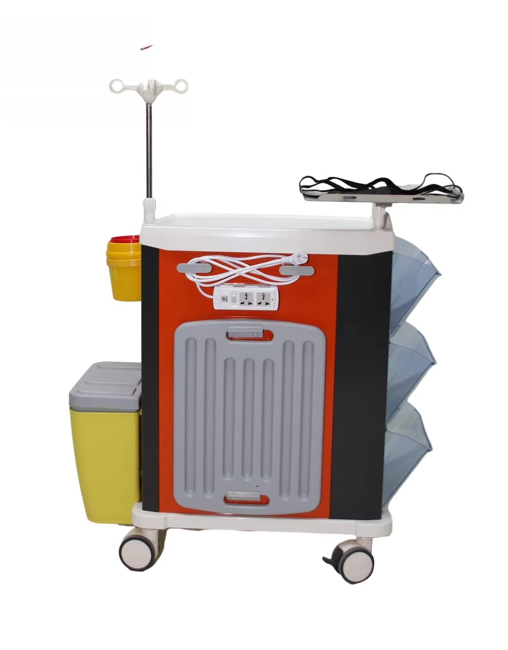 Chariot médical économique et polyvalent, chariot de soins mobile, support pour objets tranchants avec poubelle, chariot clinique