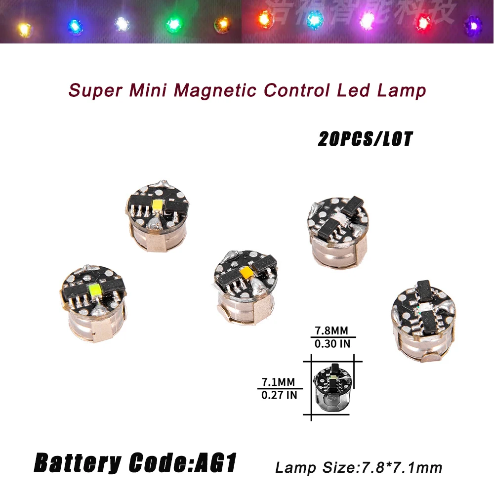 Wholesale 20pcs Super Mini Magnetic Wireless Led Lamp 7.8mm*7.1mm Toys DIY Model Making General Model Plus Light with Batteries