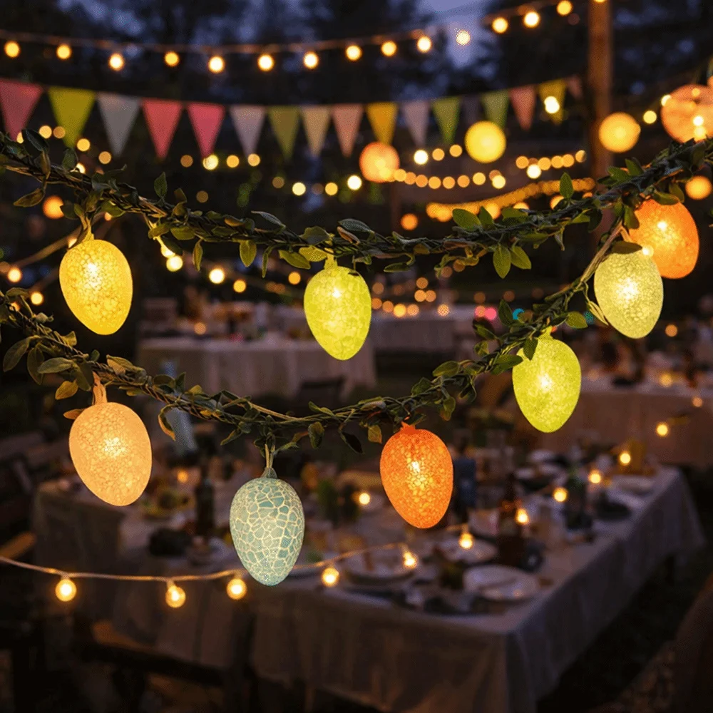 

Luminous Easter Egg Wreath 2M Waterproof Easter Twig Garland Crack Easter Egg 10 LED Lights Artificial Easter Lights String