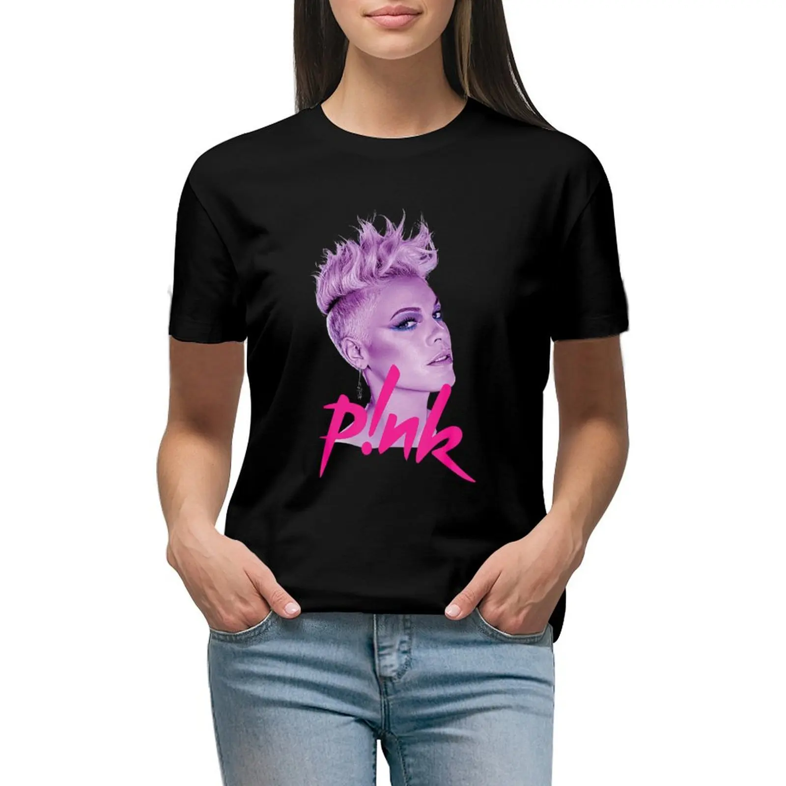 

Pi n k P!_nk P nk , Summer Tour T-shirt summer top anime clothes Short sleeve tee Women's tee shirt