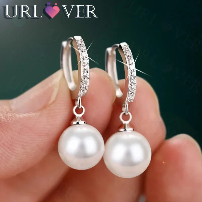 

URLOVER 2024 Pearl Earrings Genuine Natural Freshwater Pearl 925 Sterling Silver Earrings Pearl Jewelry For Woman Wedding Gift