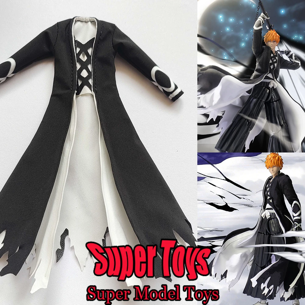 

In Stock 1/12 Scale Male Soldier Clothes Accessory BLEACH Kurosaki Ichigo Cloak Fit 6-inches SHF Action Figure Model Doll