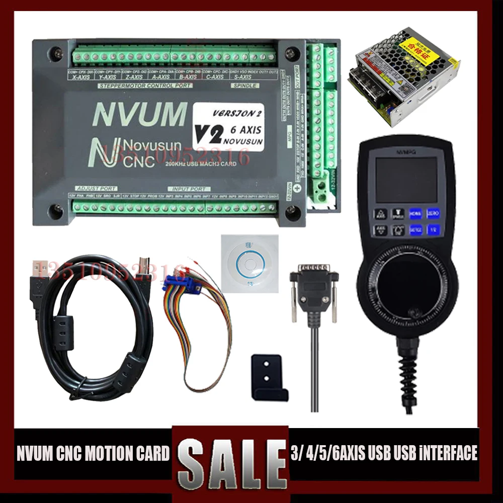 

The Latest Nvum Cnc Motion Card 3/4/5/6 Axis Usb Interface 300khz Controller + Digital Display Handwheel +75w24v