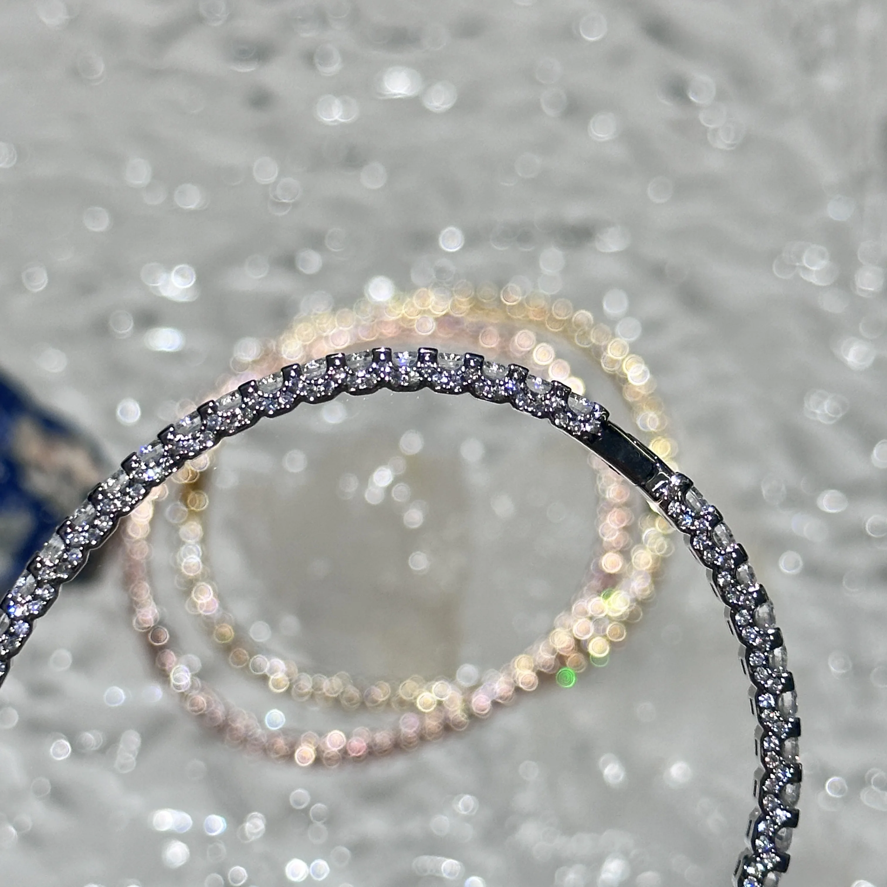 Pure 925 Sterling Silver Full Diamond Bracelet Classic Design Party Jewelry Friendship Bracelet Silver Bangle Rose Gold 17CM
