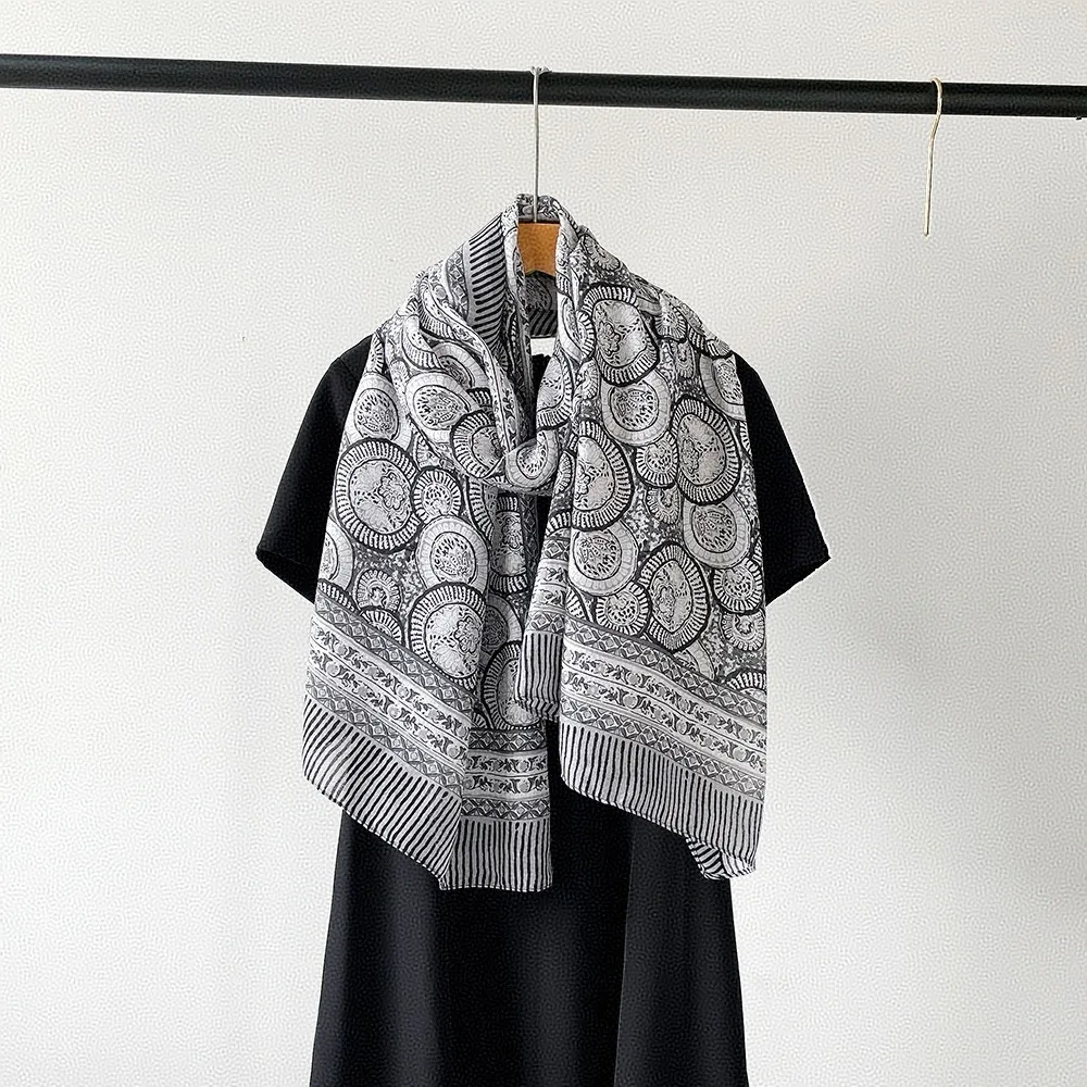 

Новый хлопковый льняной шарф, гладкая мягкая шаль, ветрозащитный богемный стиль, защита шеи для женщин