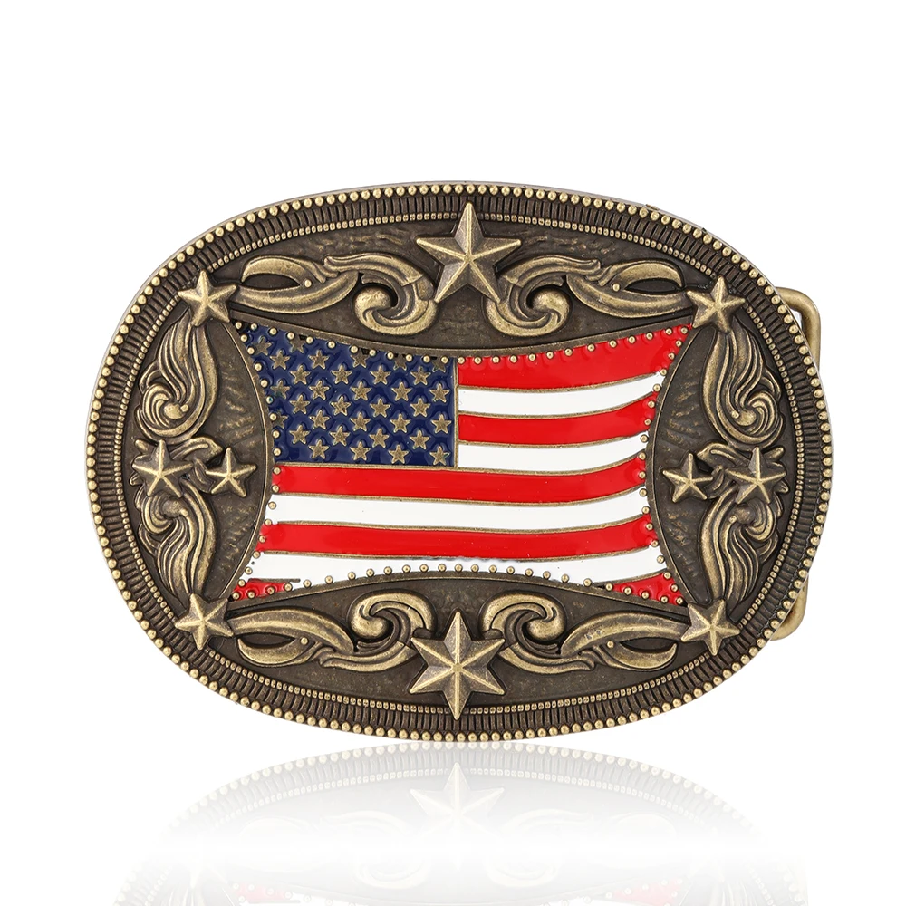 مشبك حزام العلم الأمريكي للرجال والنساء مشبك حزام راعية البقر الغربي العتيق