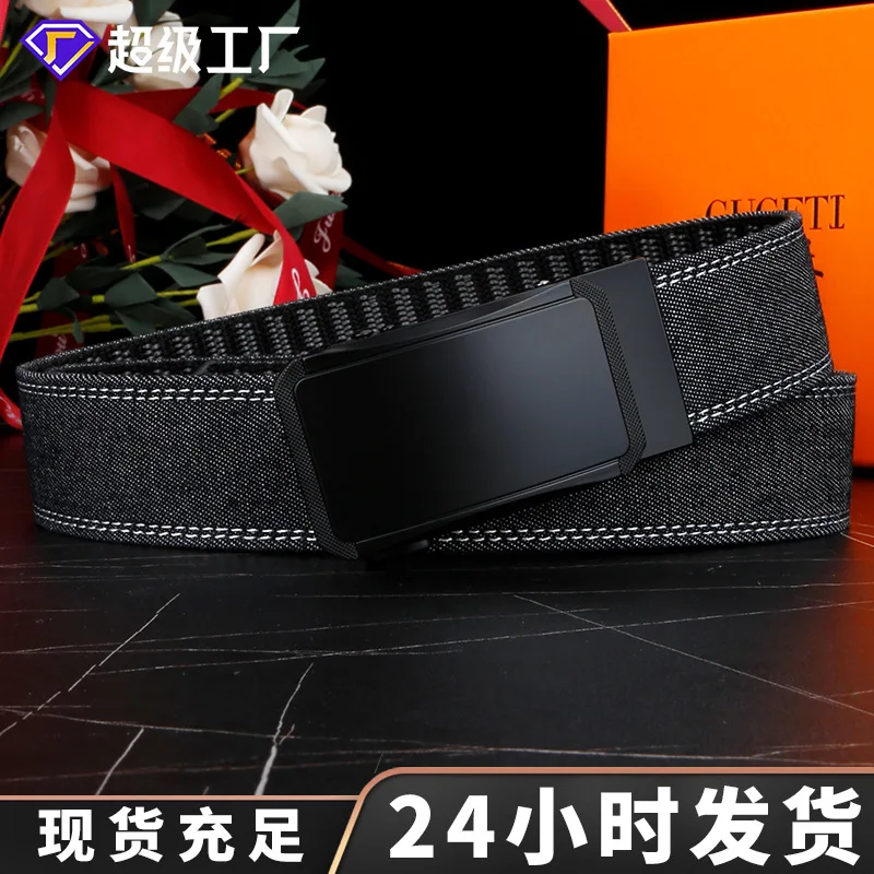 Men's Scratch resistant Non porous Cowboy Belt with Body Alloy Automatic Buckle Belt, Men's Outdoor Commuter Pants Belt