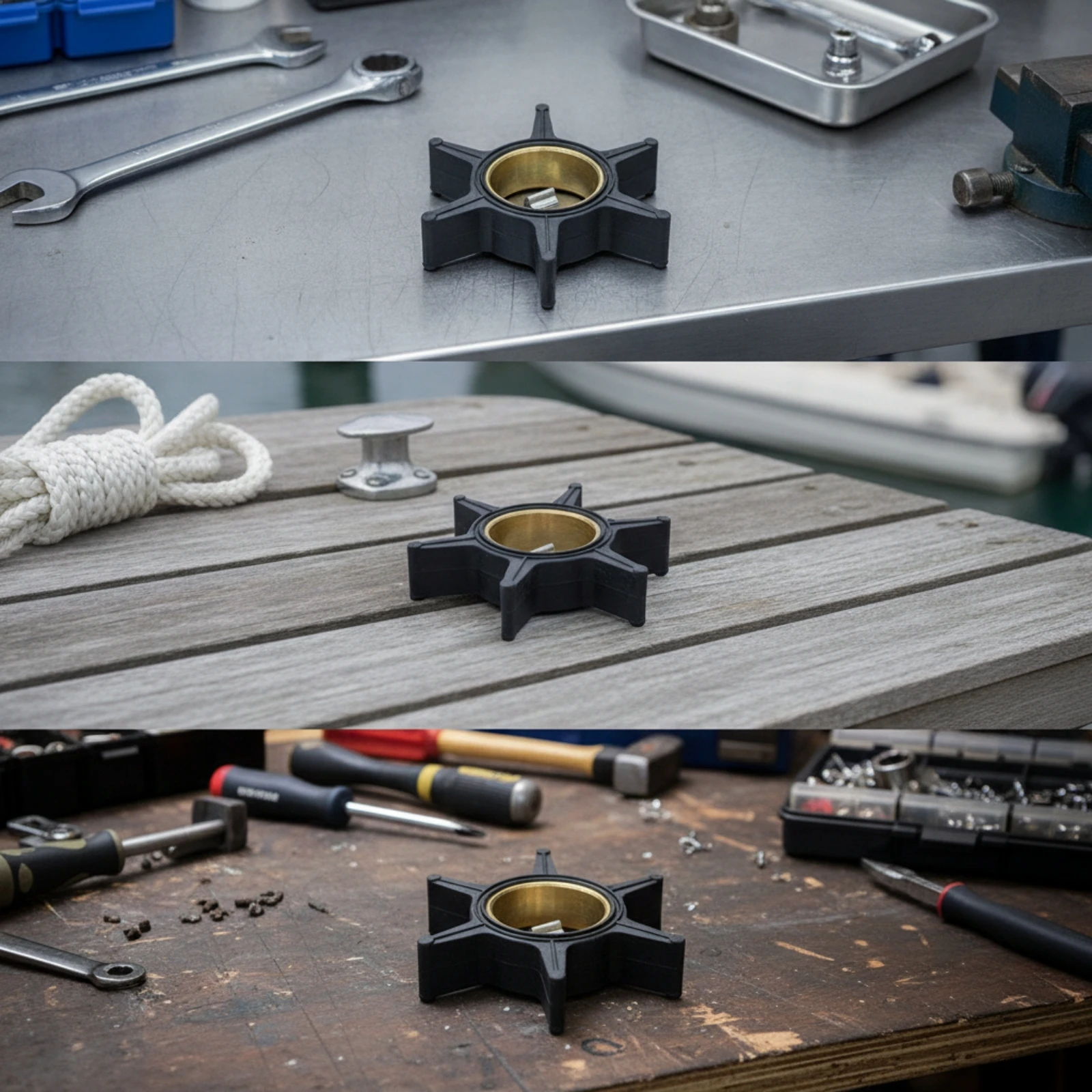 Marine Water Pump Impeller Repair Kit with Key Outboard Impeller Rebuild for Outboard Motor Maintenance