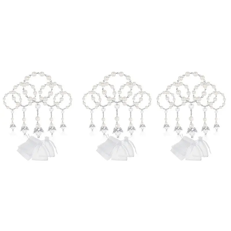 

Акриловые бусины для розария YLS-90, мини-розарии с ангелочками в органзовых мешочках для первого причастия, крещения, подарки на вечеринку.