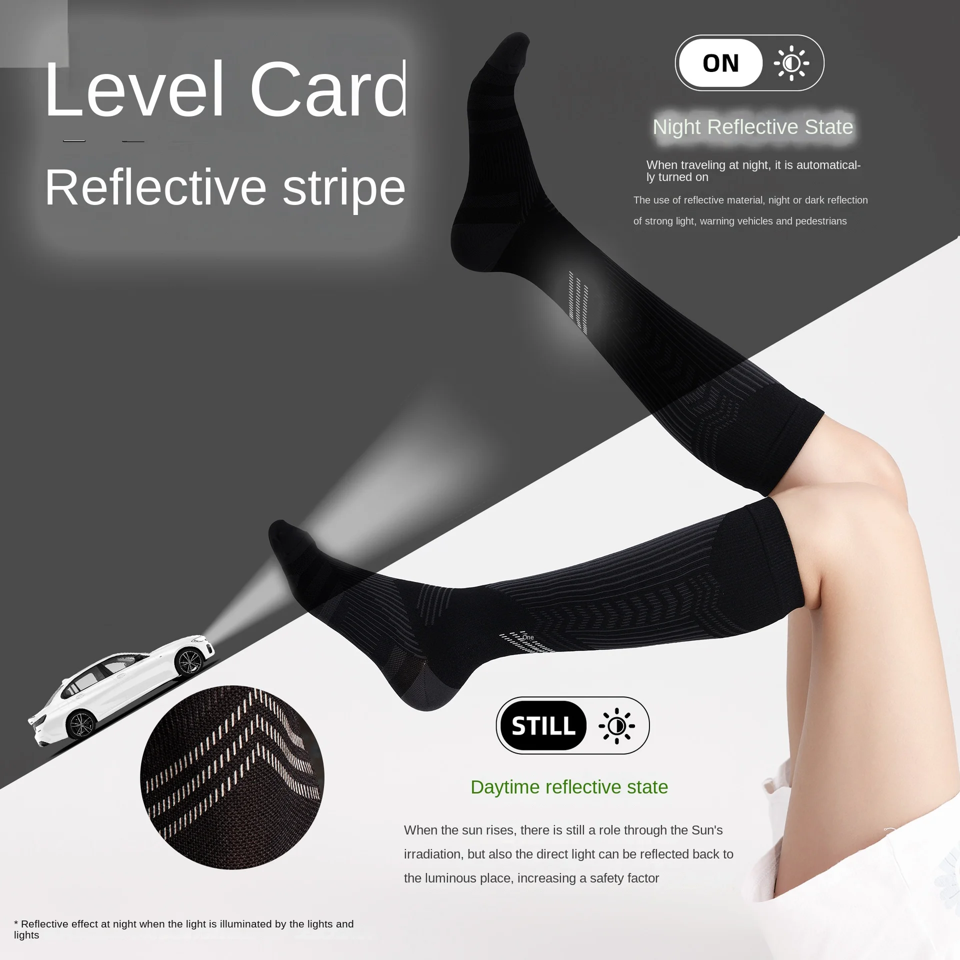 Sock Leisure Athletic Sports Crew Dress Professional Compression  Rope Skipping Pressure Night Reflective Striped Cycling B8W5