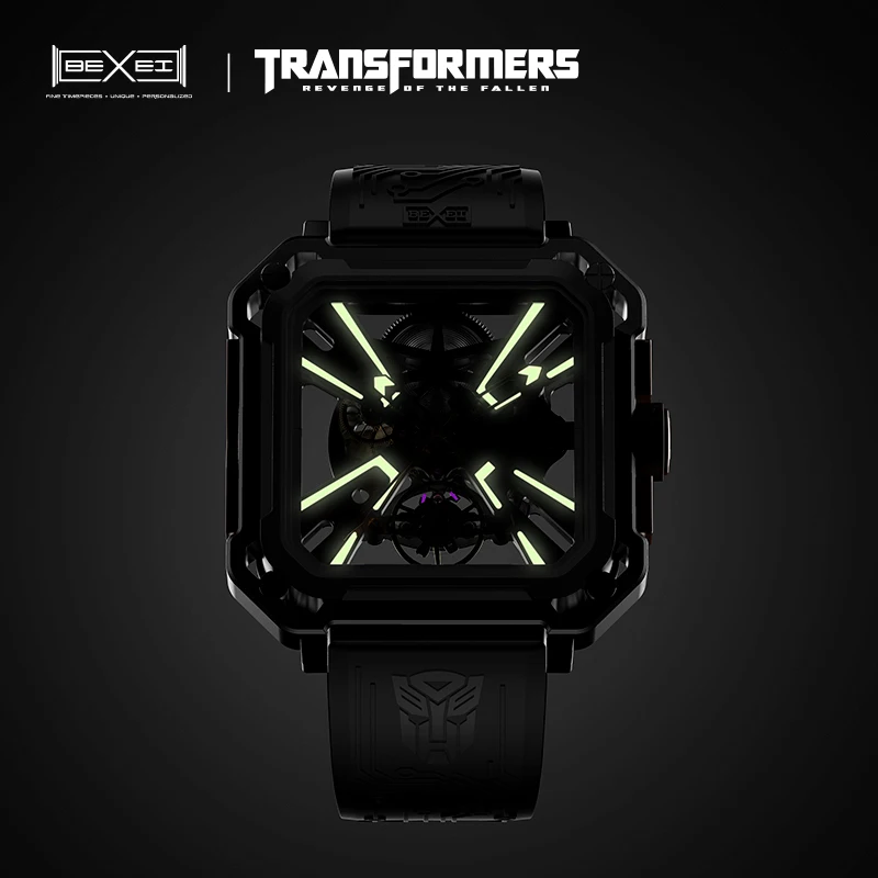 BEXEI 9102 Mechanical Watch Transformers Optimus Prime Skeleton Marvel Fans 72H Power Stainless Steel Sapphire  Wrist Watches