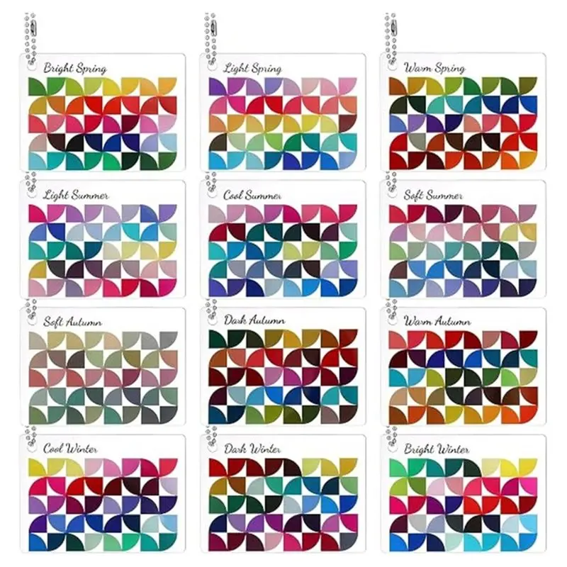 AA20-12 Seasons Color Analysis Palette Keychain -Personal Seasonal Color Analysis Tool, Seasonal Color Card For Makeup