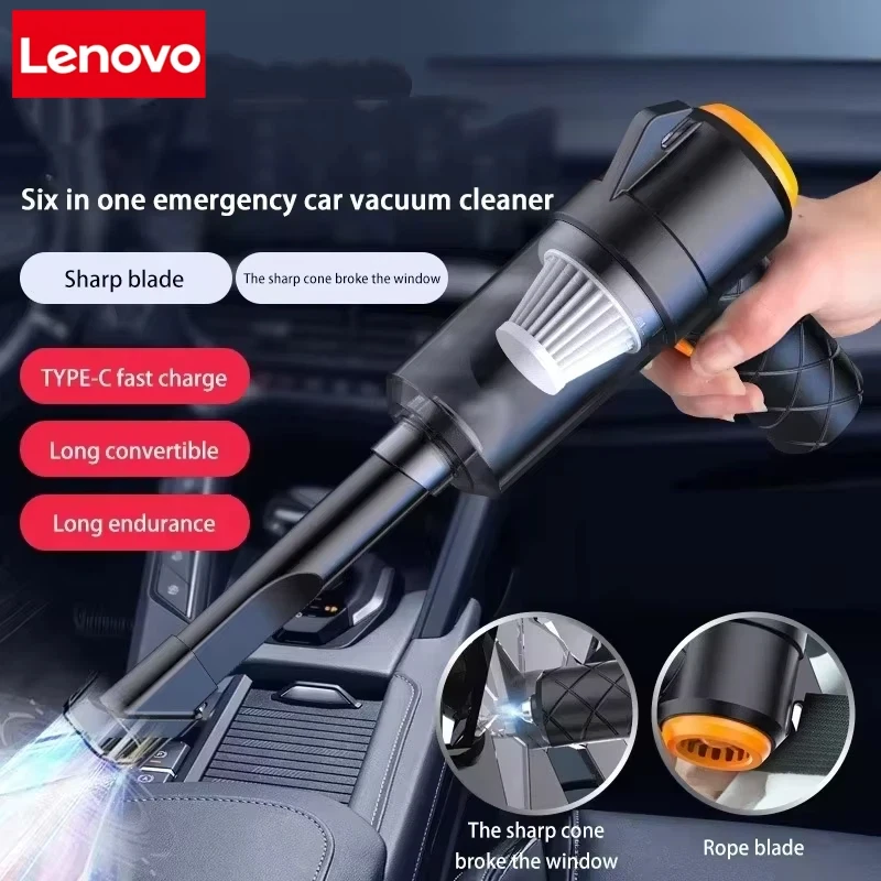 Lenovo Wireless Car Vacuum Cleaner Mounted 3500PA Household Small Rechargeable Handheld Powerful Indoor Sofa Desktop Cleaner