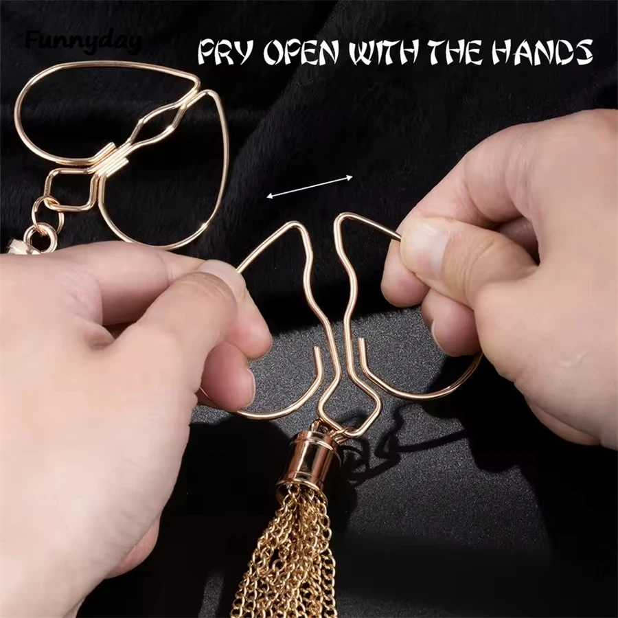 الذهبي القلب الخوخ على شكل مقاطع الحلمة المعدنية مع شرابات الزخرفية كما غير ثقب مجوهرات للجسم للإناث اللعوب الجنس لعب