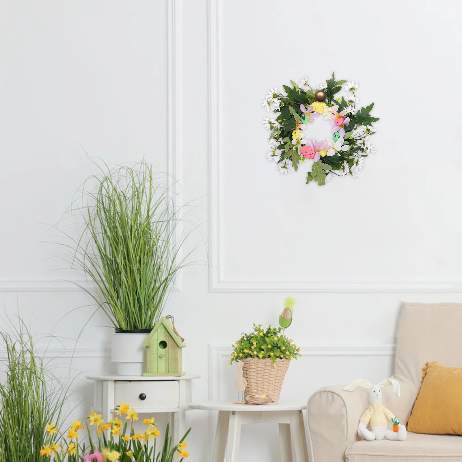 

Easter Egg Easter Door Hanging Home Decor Artificial Daisy Flower Eggs for Door Spring Hanging Realistic