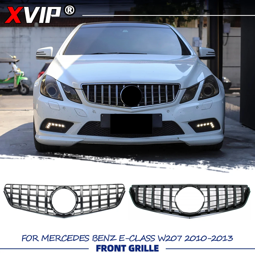 

XVIP Glossy Black GTR Style Racing Grille Chrome Silver Bumper Grille For Mercedes Benz E-Class W207 2010-2013 E250 E300 E350