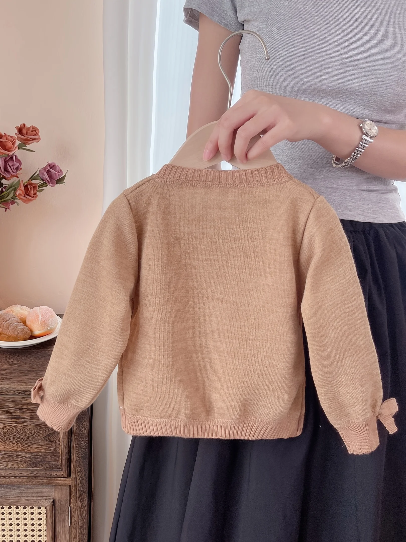 Girls' Spring and Autumn Stylish Knitted Cardigan Jacket, Children's Korean Style New Cute Top