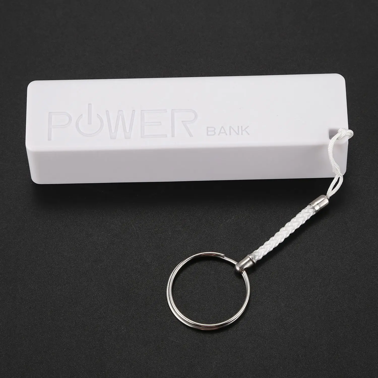 Charger Baterai Power Bank eksternal portabel 18650, dengan gantungan kunci (tanpa baterai) (putih)