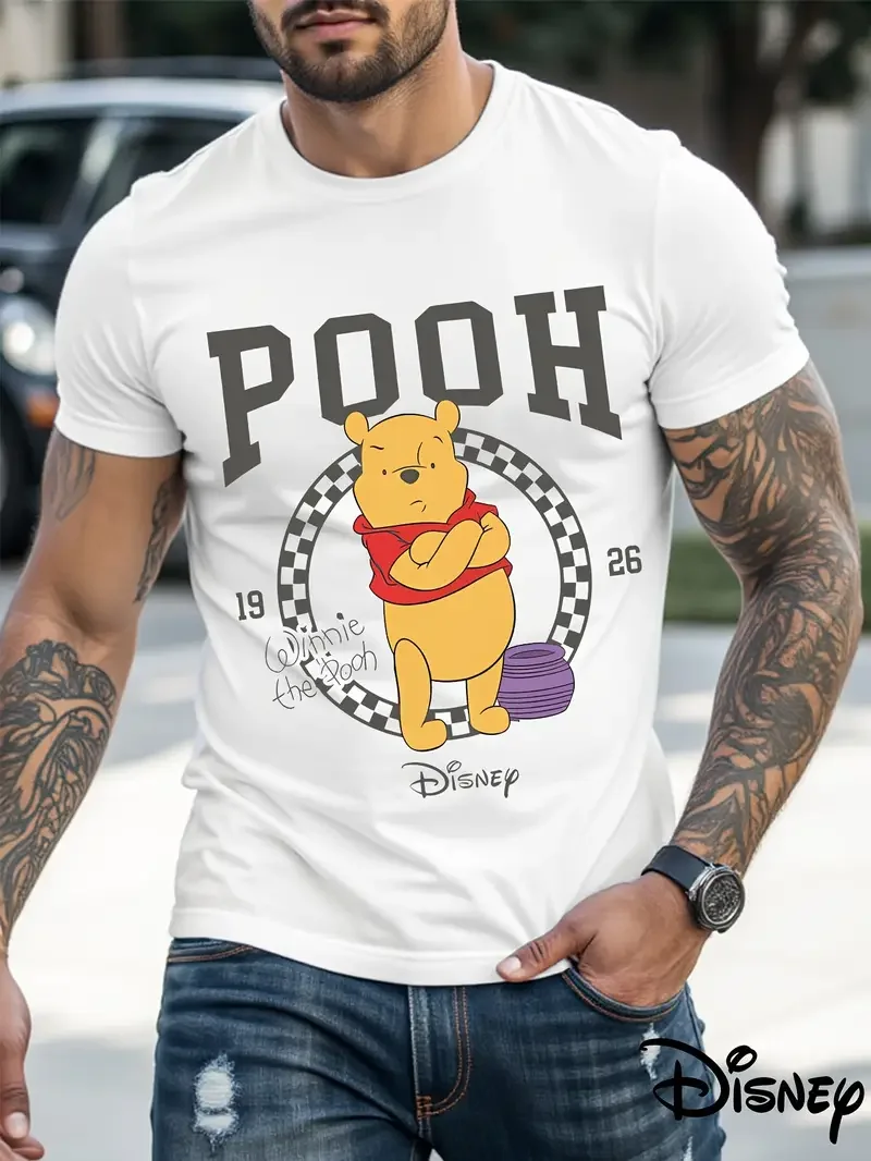 

Disney Cartoon Pooh Bear T Shirt Unisex Men Summer Cotton Women Tee Oversize Top Father's Day Birthday Gift Winnie The Pooh