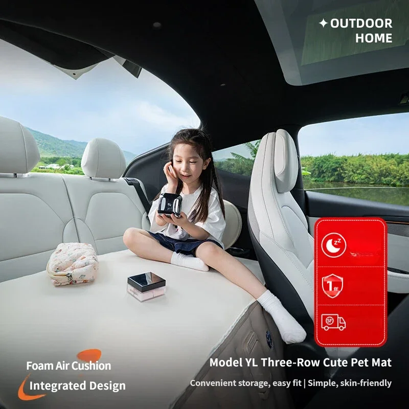 For Tesla Model YL 2025 2026 Car Inflatable Bed Car Air Mattress Rear Seat Sleeping Bed Travel Bed Sleeping Pad Floor Mat