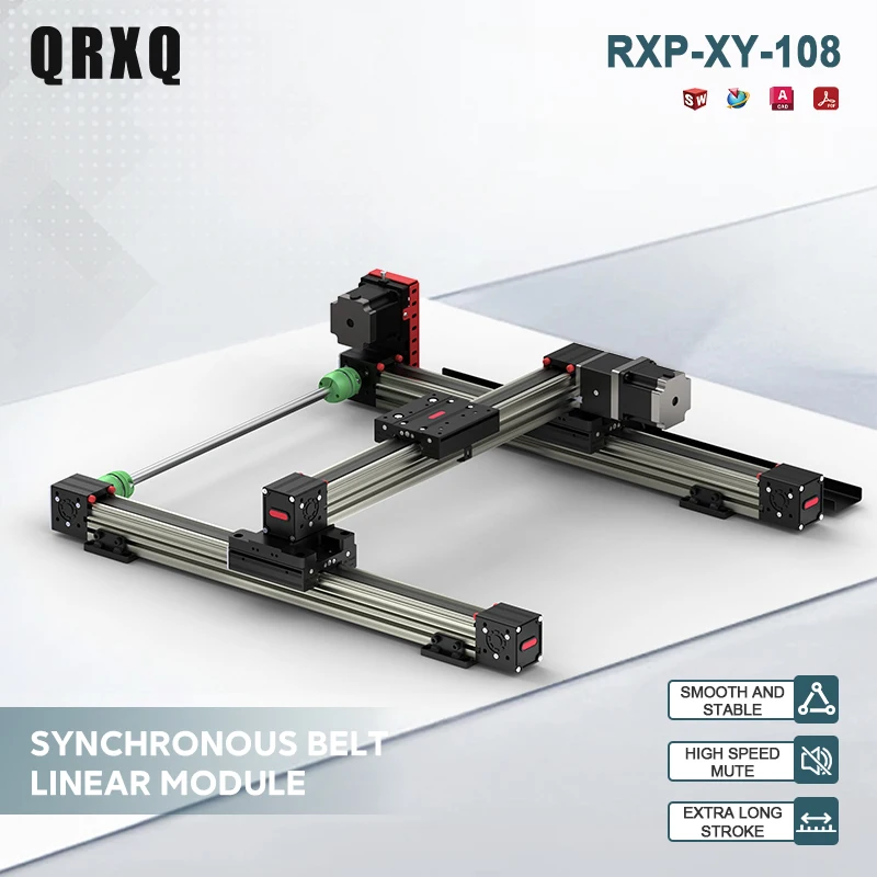 QRXQ Motorized XY Horizontal Linear Sliding Rail Synchronous Belt Drive Complete CNC Kit DIY Linear Motion Actuator Module
