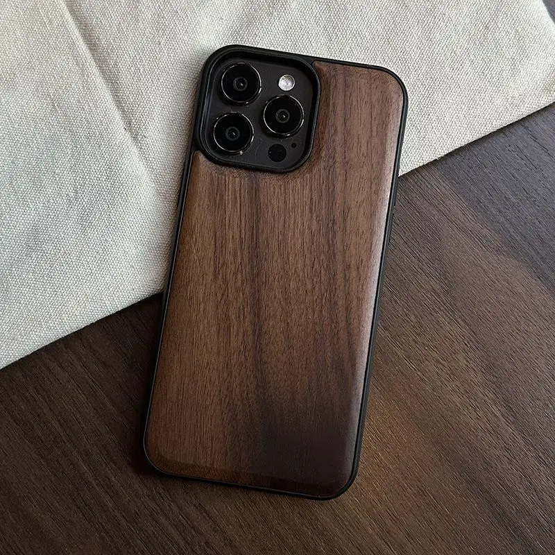 

Compatible with iPhone 11/12/13/14/15/16 – Handmade Walnut Wood Protective Case