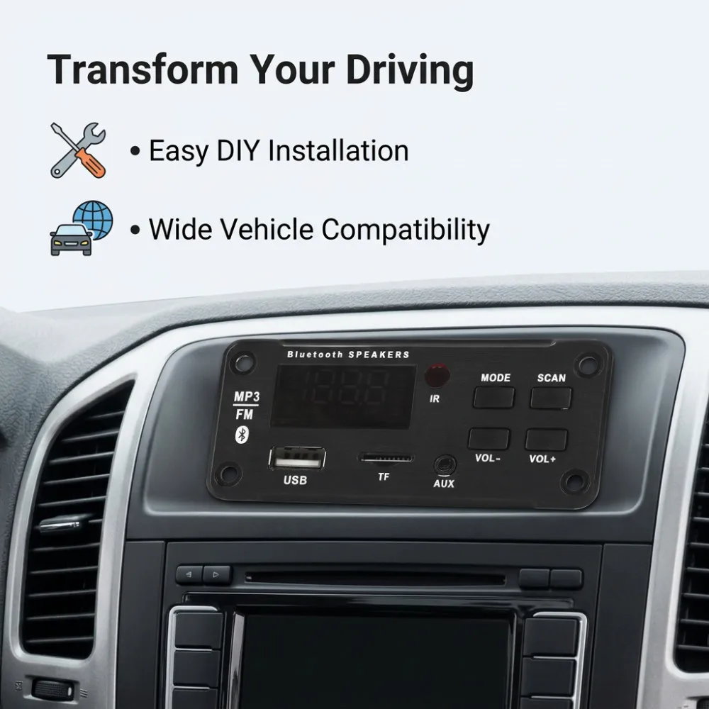 50W Amplifier Bluetooth MP3 WMA WAV Decoder Board 12V Handsfree Call USB TF FM Car Audio Music Player Speaker Volume Control view 4