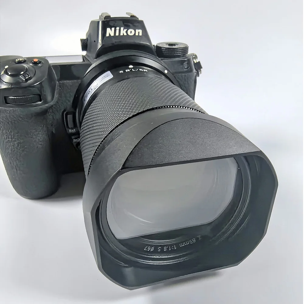 Parasol cuadrado de bayoneta de Metal para cámara Nikon NIKKOR Z85mm F1.8 S Z85 1.8S para cámara Z6 Z7 Z6II