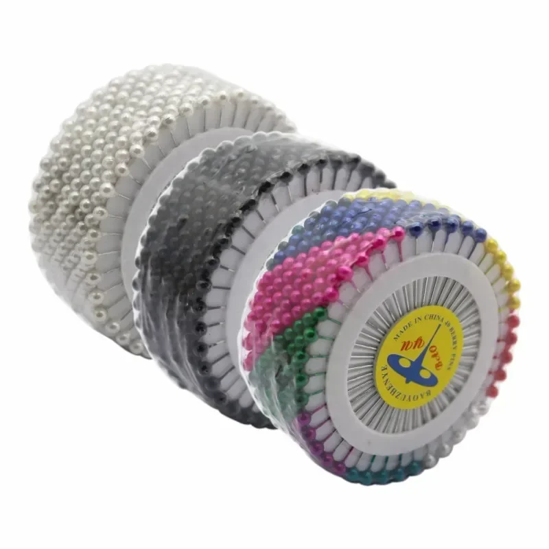 Agujas de cabeza de perla redonda de colores, alfileres de costura de empuje recto para confección Diy, posicionamiento, 36Mm, 480 unids/rollo