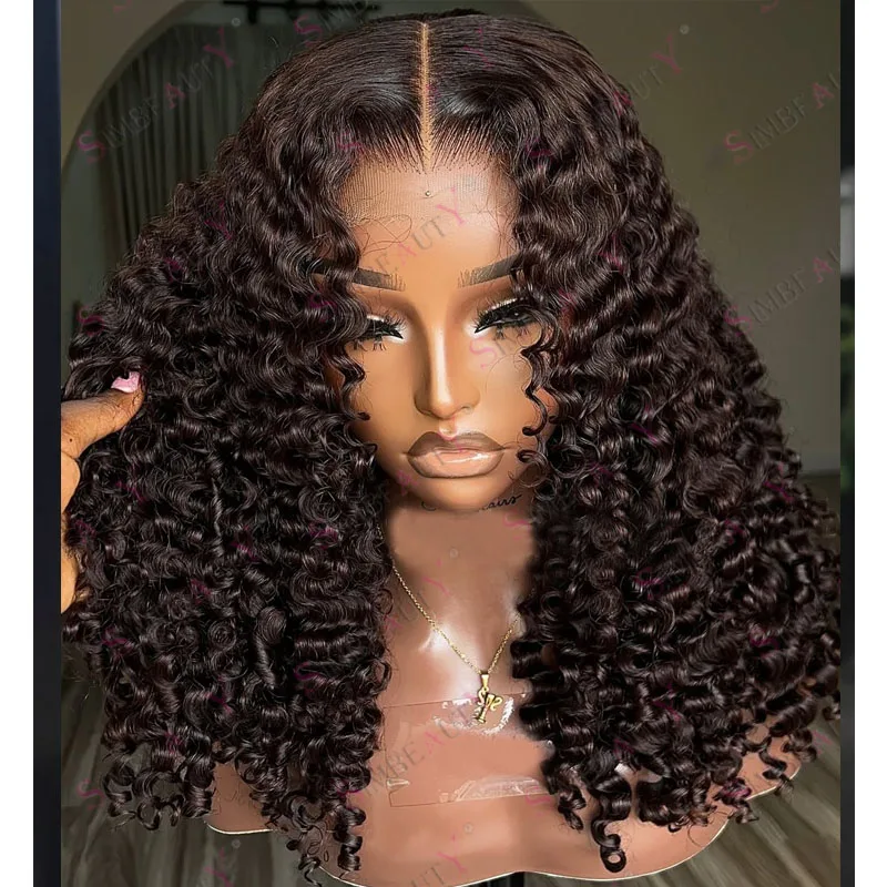 

Kinky Curly 3B 3C Afro Black Women Easy Wear Dark Chocolte Brown 100% Indian Human Hair Wgs with Baby Hair Natural Hairline
