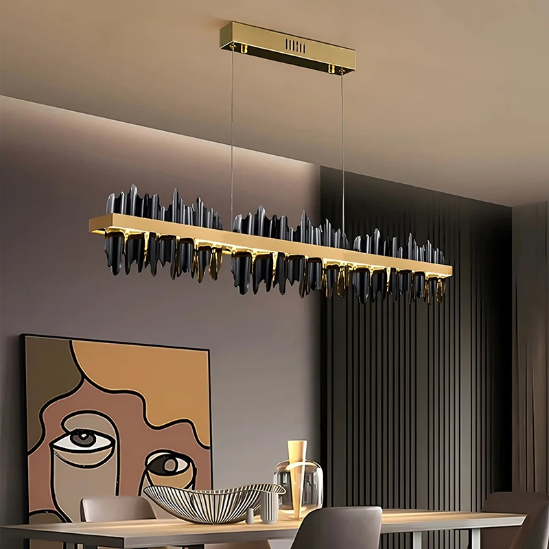 Postmodern Light Luxury Restaurant Pendant Light Long Strip Simple Nordic Creative Designer Bedroom Lighting Fixtures Chandelier