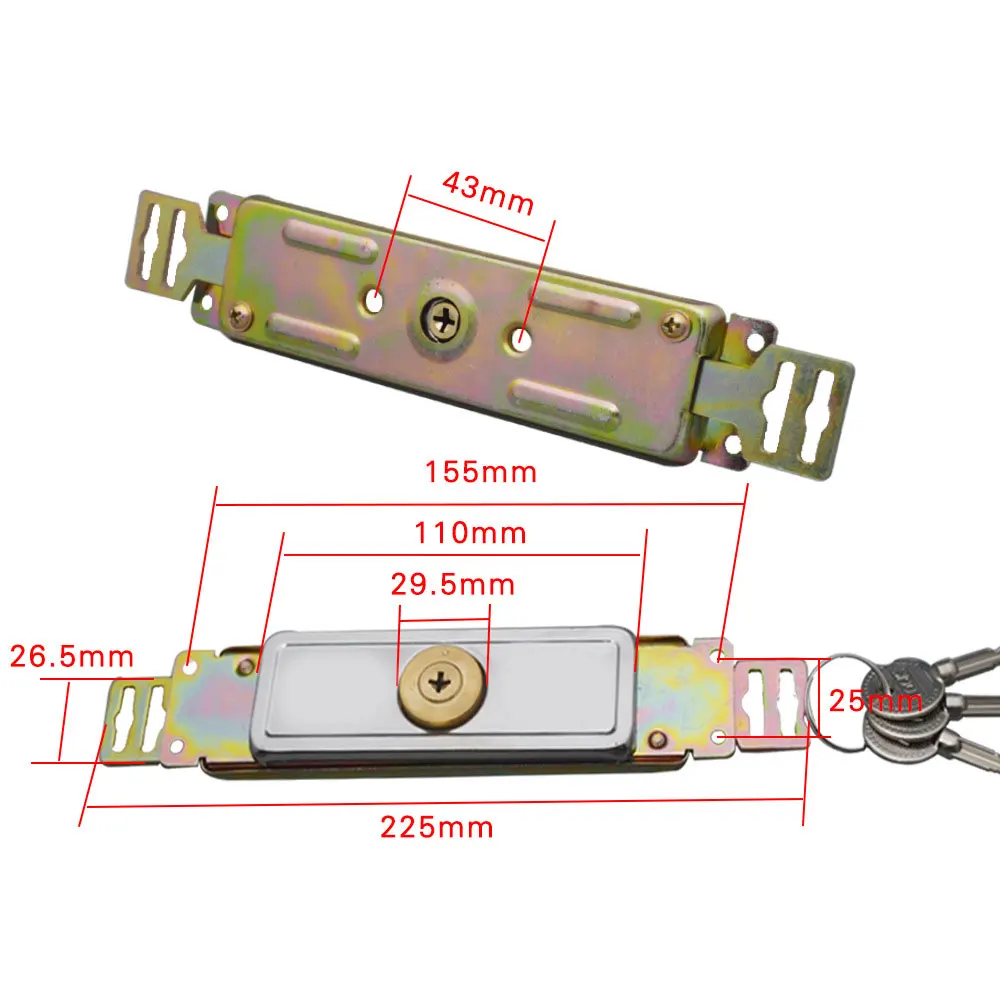 Rolling Security Door Lock Anti-theft Locks with Key Roll Gate Lock Install Middle Bottom Shutter Safe Lock Garage Home Hardware