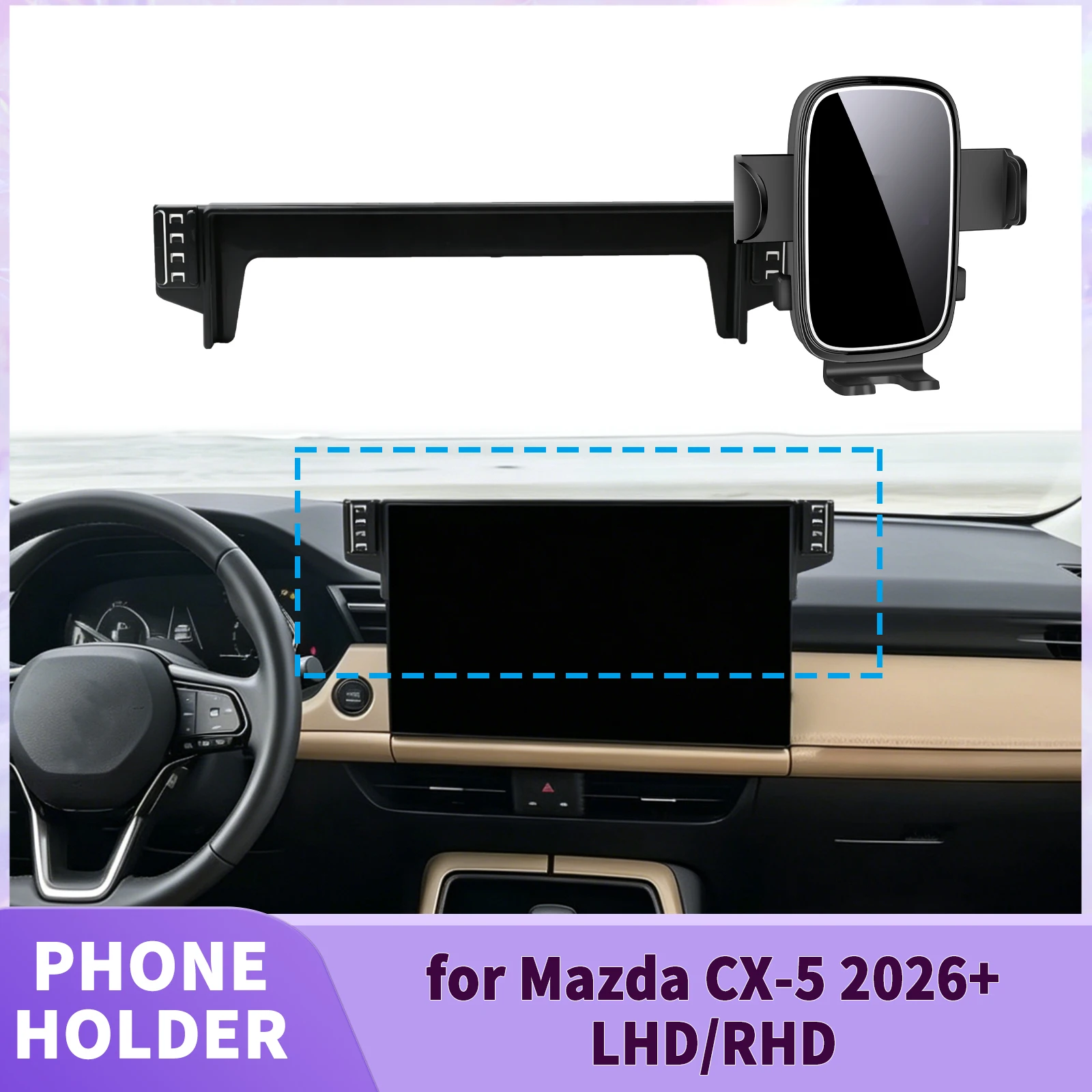 Suporte de Telefone para Tela de Base LHD RHD para Mazda CX-5 2026 2027 2028 ​ ​   Clipe de Segurança para Carro ​ ​   acessórios