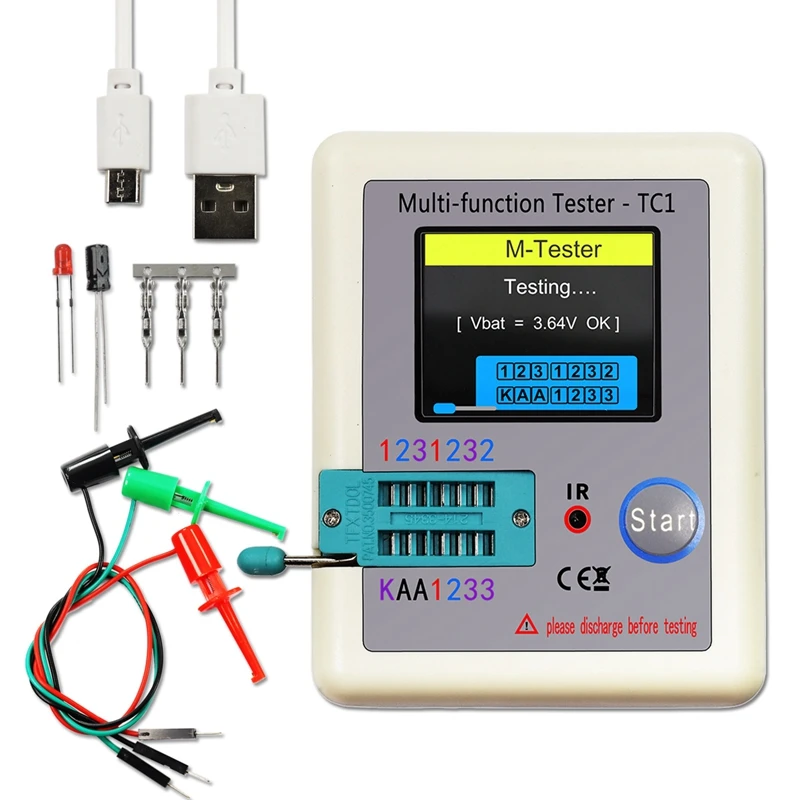 LCR TC1 1.8 Inch TFT LCD Multimeter Transistor Tester Diode Triode Capacitor Resistor Test Meter for Electronic Components