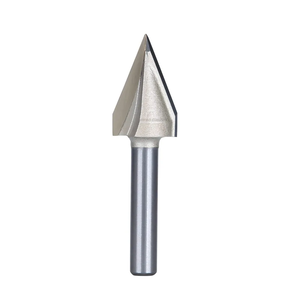 45 Degree 6MM Router Bits V Groove Bit Hole Opener 1/4 Inch Shank Cutting Tool 19/32 Inch Cutting Dia CNC V Bit