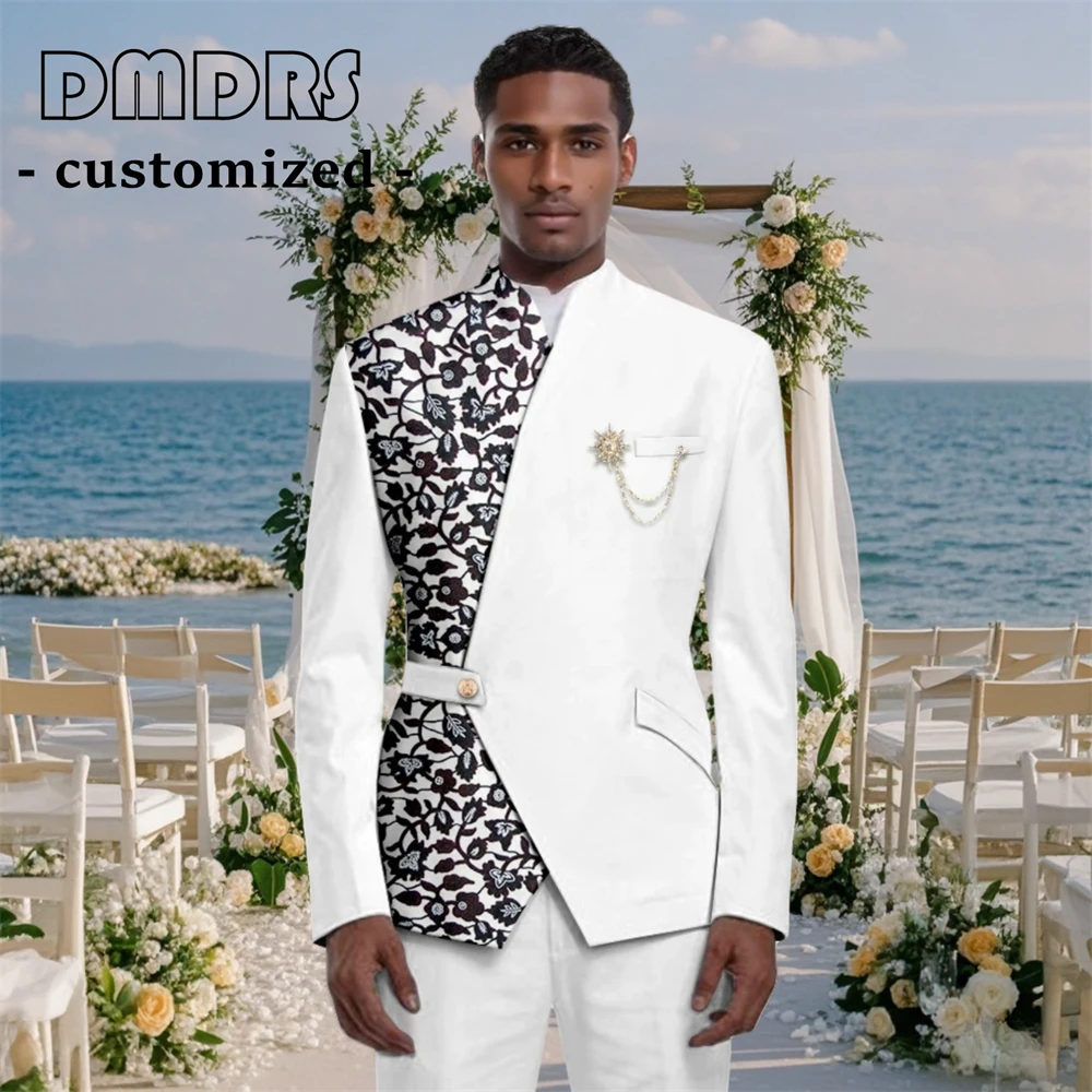 

Men's Dashiki Suit 2 Piece Set African Print Blazer & Pants Custom Sizes XS-6XL for Kwanzaa Wedding Black History Month