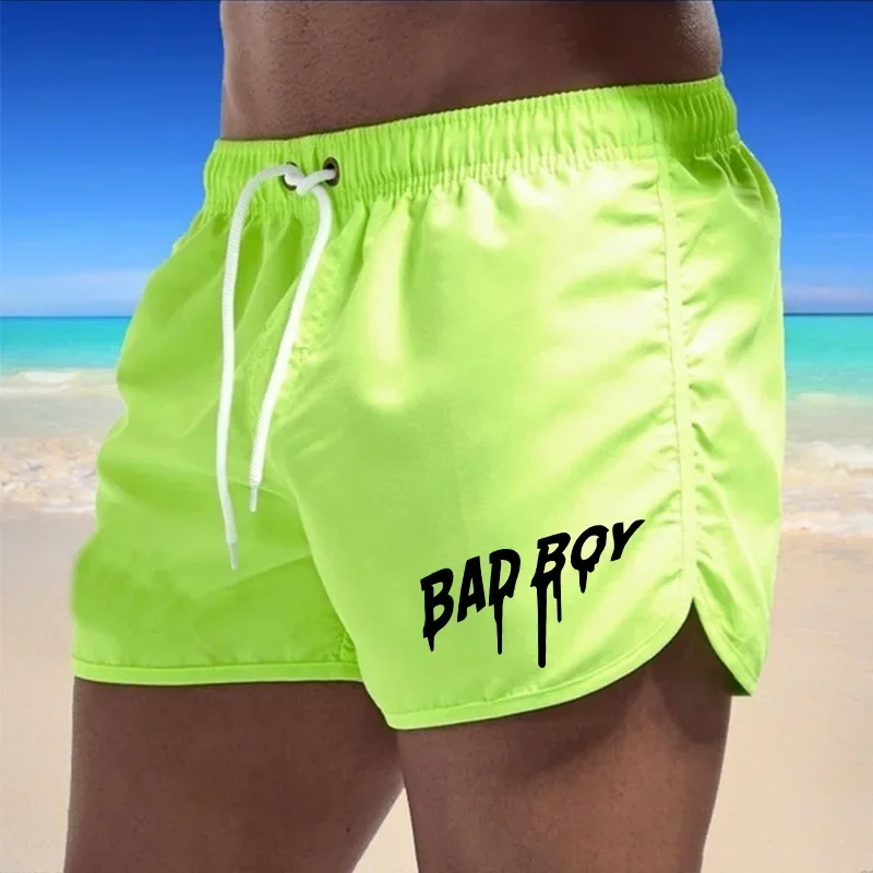 

2026 Summer Men's Swim Trunks Quick Dry Breathable Beach Men Shorts For Vacation Surfing Elastic Waist Drawstring Board Shorts