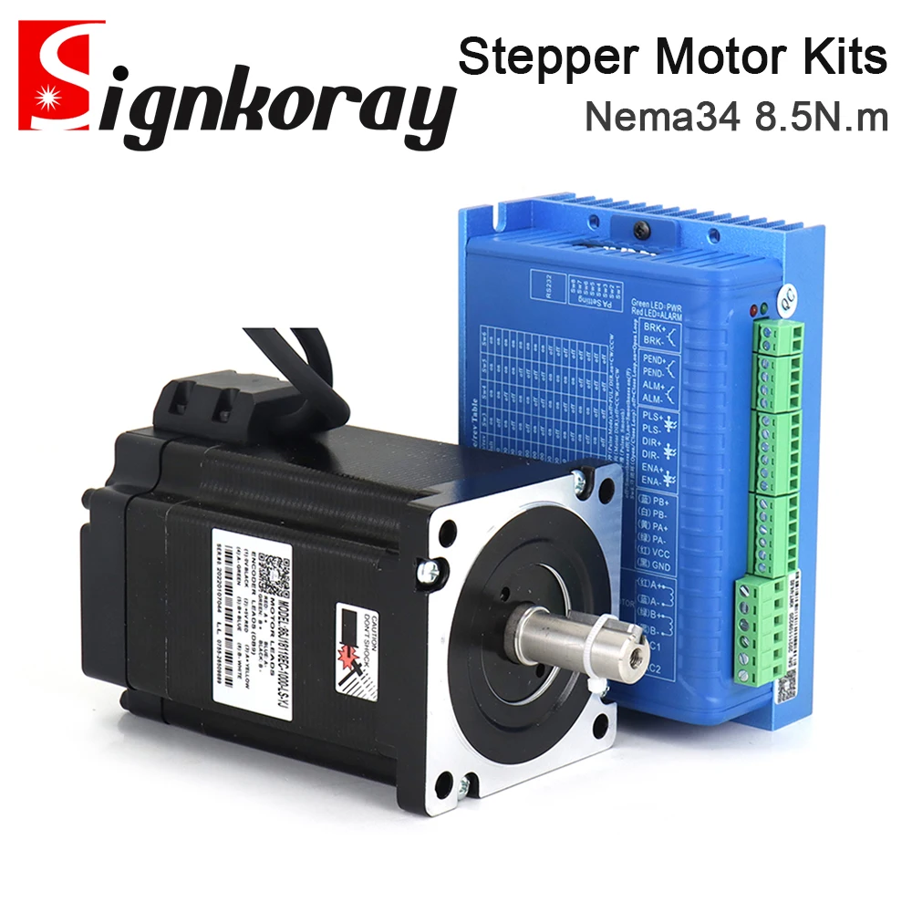 JMC 2Phase Nema34 8.5N.m الهجين حلقة مغلقة السائر محرك معزز سائق أطقم 2000 دورة في الدقيقة 6A رمح Dia.14mm 2HSS86H + 86J18118EC ل CNC #1