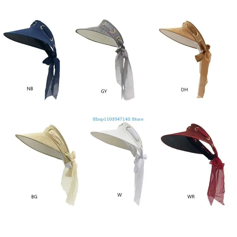 

P88B Women Visor Lace-U Beach Visor Sun Hat BowTie Visor Golf Visor Sun Visor Hat
