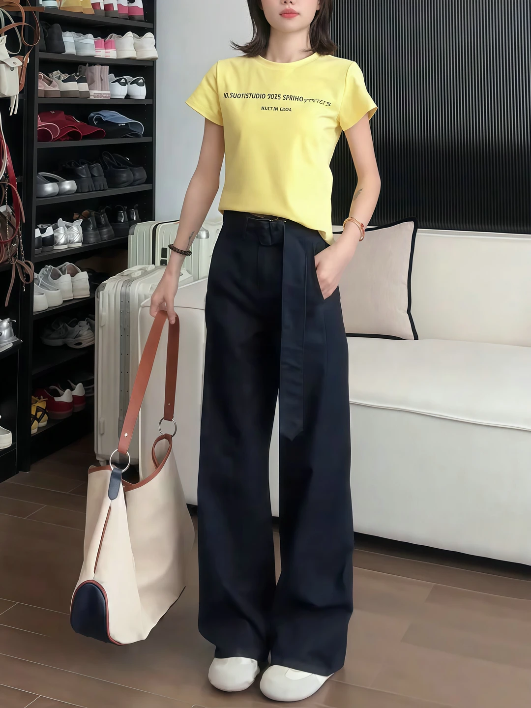 

Американские рабочие брюки в стиле ретро, женские свободные широкие брюки Qui Dry с высокой талией, летние тонкие спортивные брюки синего цвета, повседневные спортивные брюки