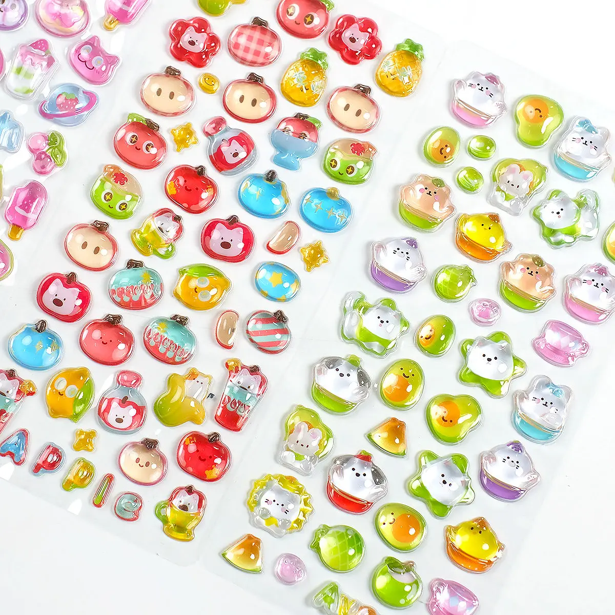 1 ud./4 Uds. Pegatinas en relieve 3D con forma de fruta de dibujos animados para diario, álbum de recortes, bricolaje, diario, papelería, decoración escolar, pegatinas bonitas