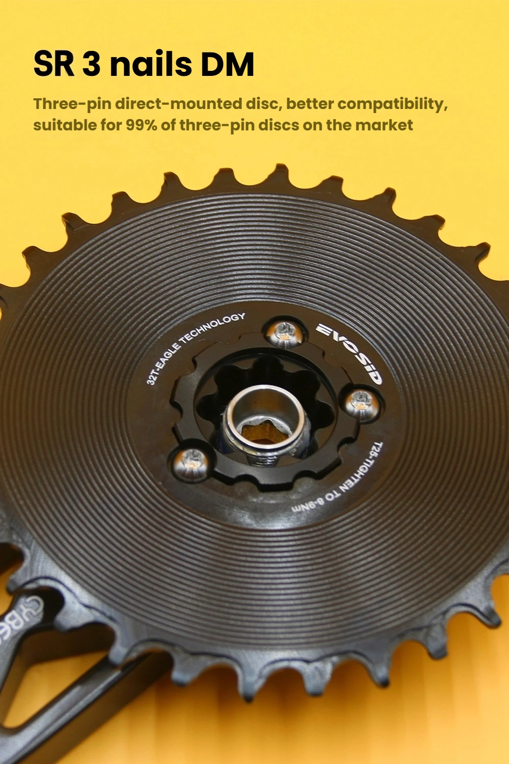 EVOSID 3 Nägel MTB-Fahrradkettenblatt, vollständig geschlossener 3 mm versetzter Adler, schmaler breiter Kettenblatt für SRAM DM 32T 34T 36T 38T – Detail 5