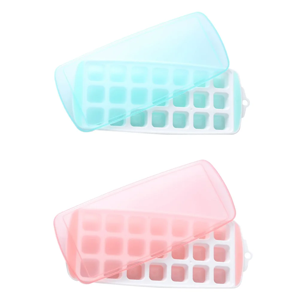 

2Pcs Ice Cube Trays High Quality PP TPE Reusable Lids for Home Bar Restaurant Hotel Kitchen Silicone Molds Ice Making Tools