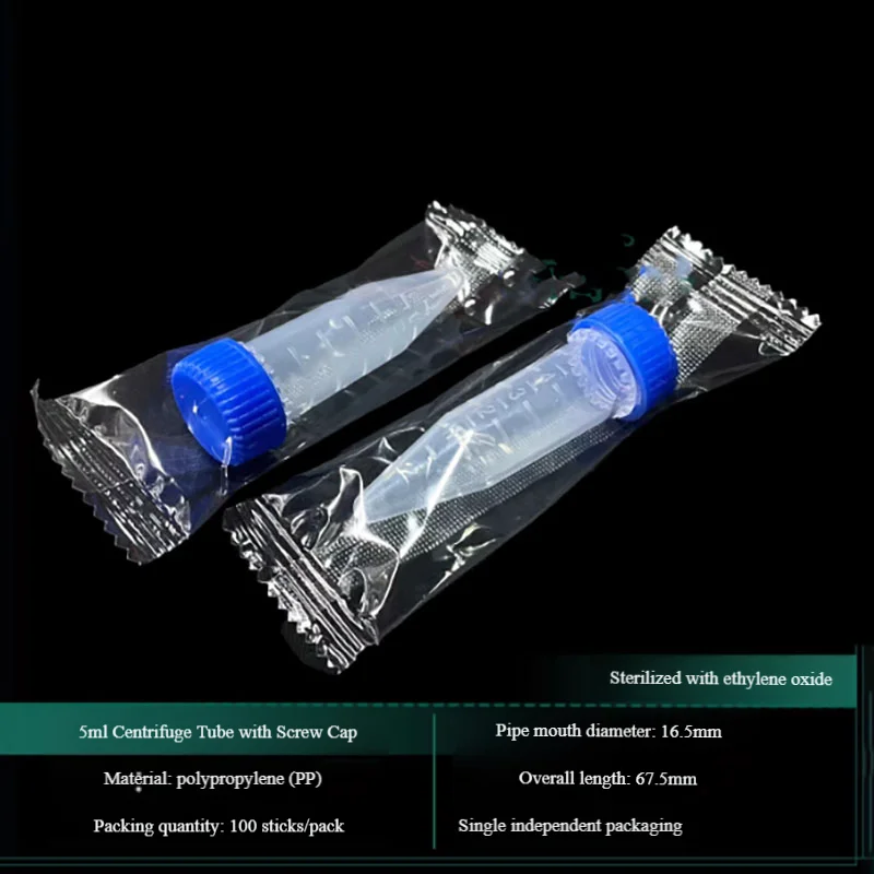 100pcs 5ml pointed bottom centrifuge tube plastic screw centrifuge tube sterile laboratory thickened sample tube freezing tube