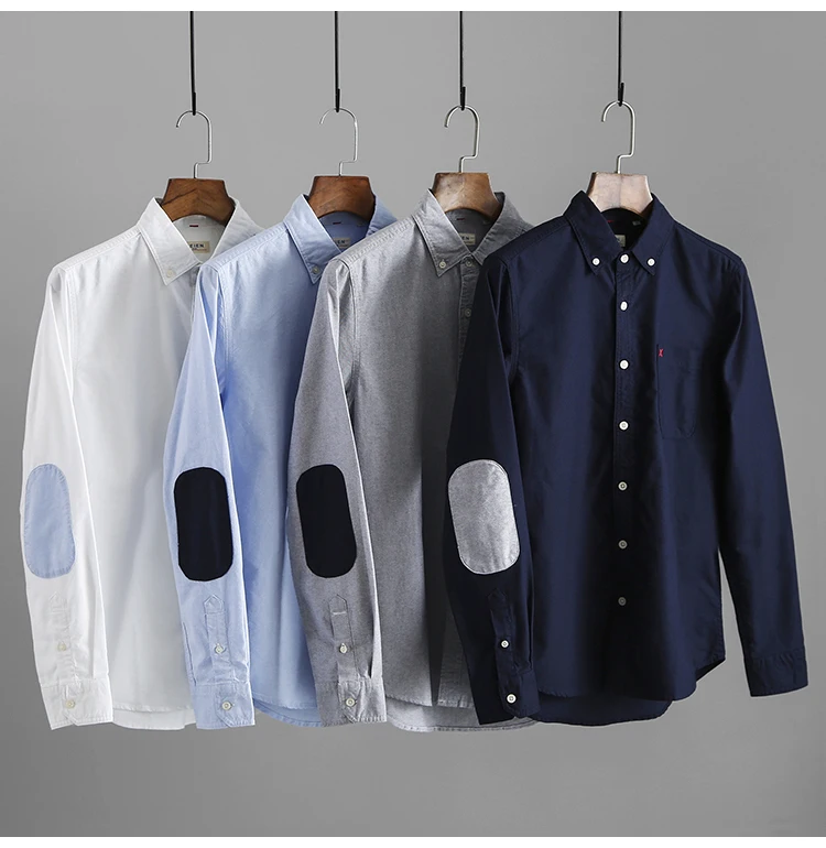 

Waed Pure Cotton Ox Cloth Men's Slim Fit Long Sve Casual irt Autumn Faion Ci Sle Button down Point Collar