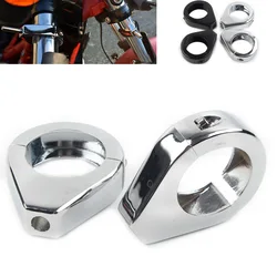 1Pair Motorcycle Fork Clamp Turn signal Clamps For Harley Davidson Softail Mount Bracket with 41mm Fork Black/Chrome